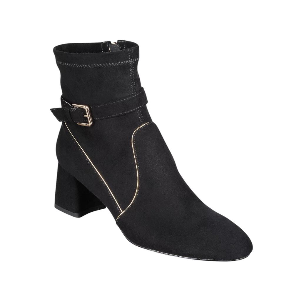 Things II Come Women's Donlea Suede Buckle Strap Booties Black Size 5 1/2